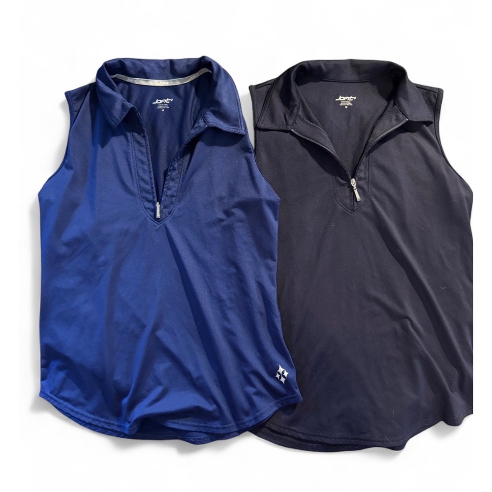 Jofit Womens Sleeveless Golf Polo Shirt Bundle Navy Royal Blue Size M 2 Pack